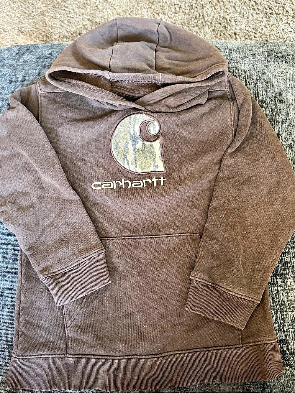 Carhartt Boys Camo Logo Hoodie Boys Size 7 Brown